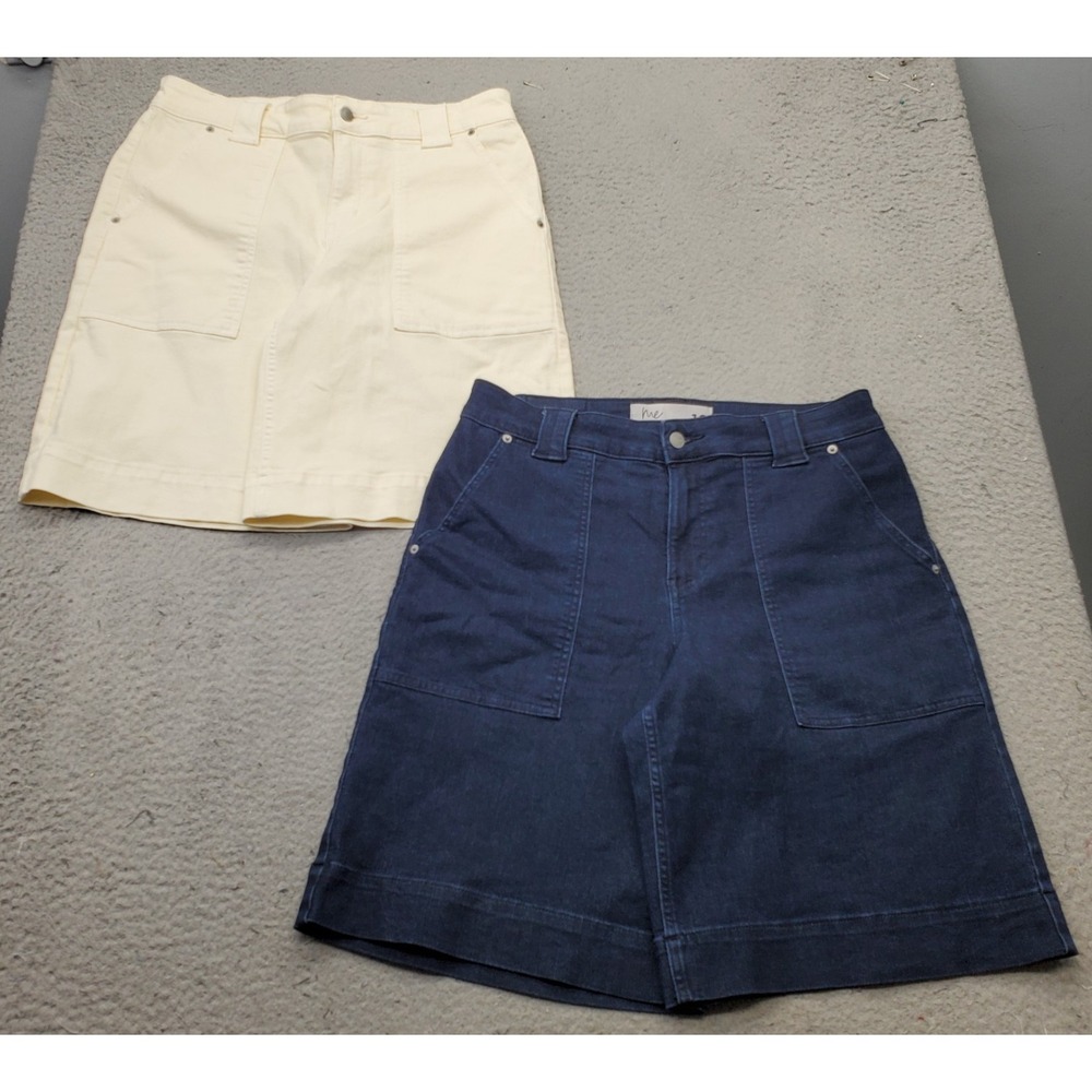 Lot of 2 Me By Jennie Garth Ojai A-Line Shorts Women 10 Multi Denim Patch Pocket